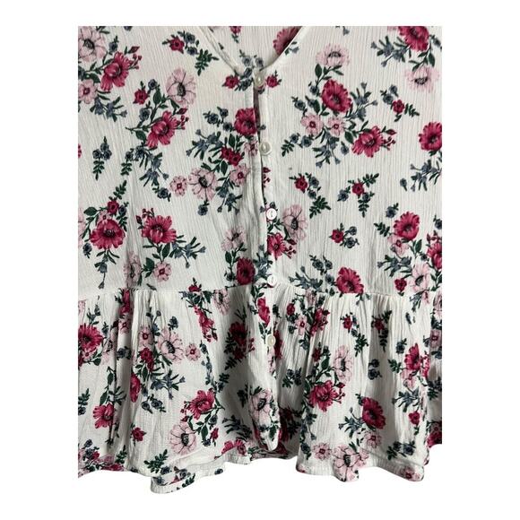 H&M Divided Floral Cottage Shirt Blouse Top Coquette 4 Small Peplum Girly - Picture 2 of 5